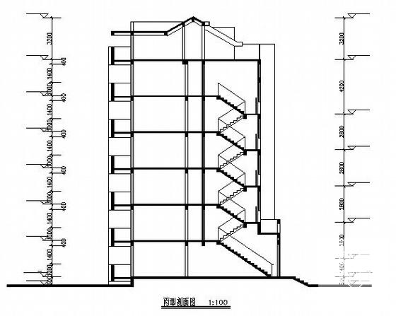 6层坡屋面住宅楼建筑方案设计CAD图纸 - 2