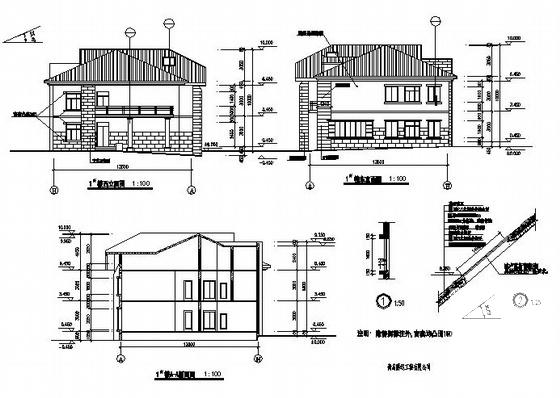 砌体结构2层别墅建筑CAD施工图纸 - 2