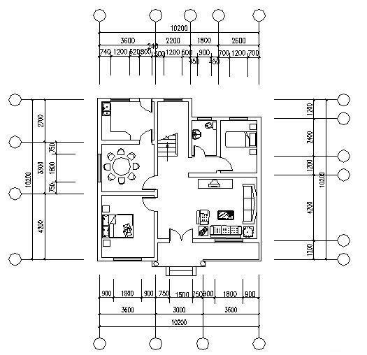 2层新农村住宅楼建筑方案设计CAD图纸 - 1