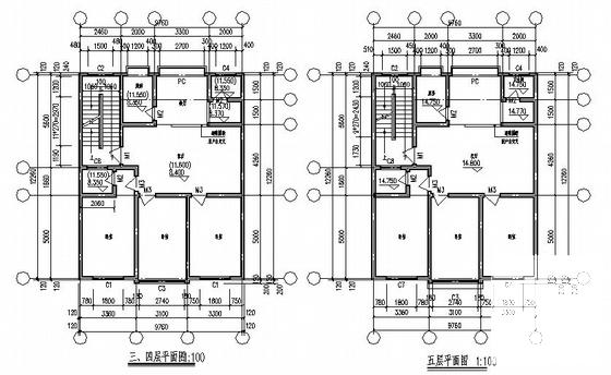 精美5层小型商住楼建筑CAD施工图纸 - 1