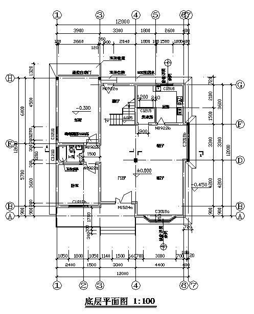 3层别墅建筑CAD施工图纸（标注详细） - 1