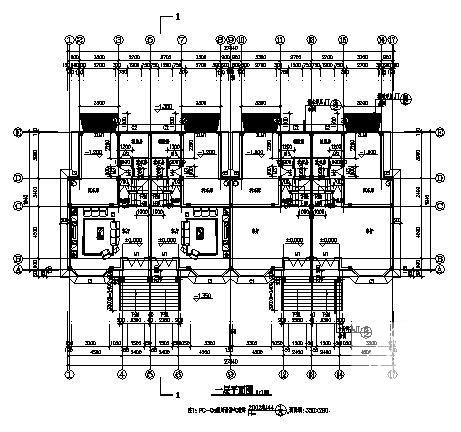 3层联排别墅建筑施工CAD图纸（框架结构） - 1