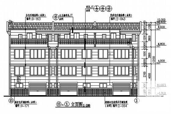 3层联排别墅建筑施工CAD图纸（框架结构） - 4