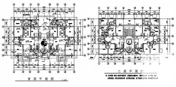 砖混结构豪华3层别墅建筑方案设计CAD图纸 - 2