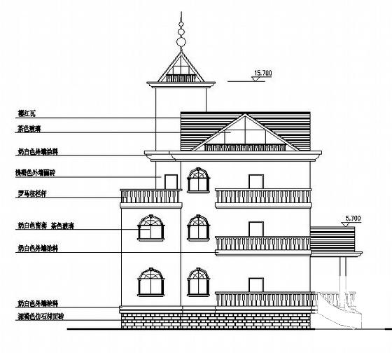 精美3层欧式农居建筑CAD施工图纸 - 2