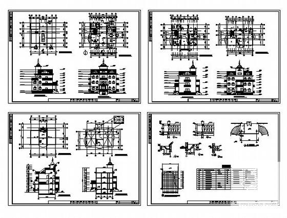 精美3层欧式农居建筑CAD施工图纸 - 4