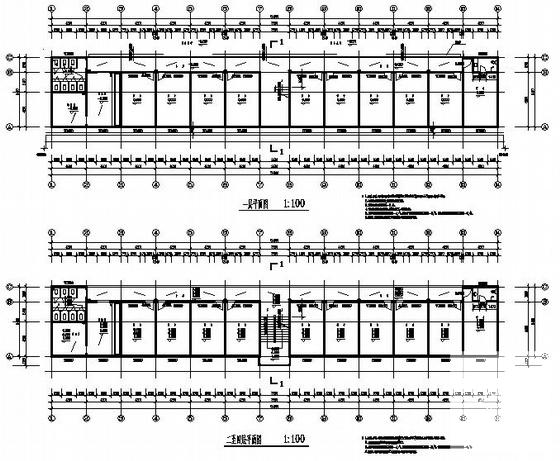 纺织厂3层宿舍楼建筑结构CAD施工图纸 - 3