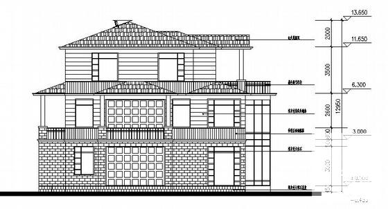 大3层A型别墅建筑CAD图纸 - 3
