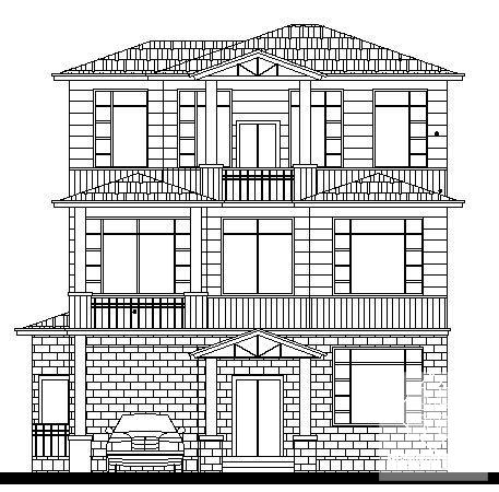 3层I型别墅建筑CAD图纸 - 1