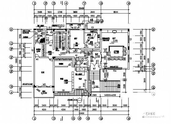 详细的3层别墅建筑CAD施工图纸 - 2