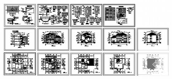 详细的3层别墅建筑CAD施工图纸 - 4