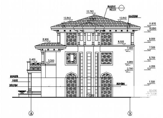 精美3层别墅建筑CAD施工图纸 - 1
