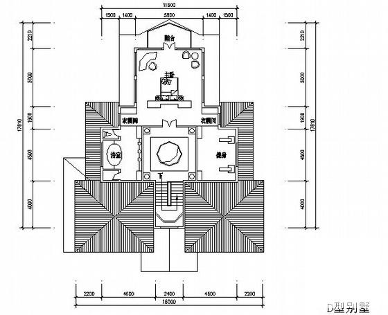 3层D型别墅建筑CAD图纸 - 1