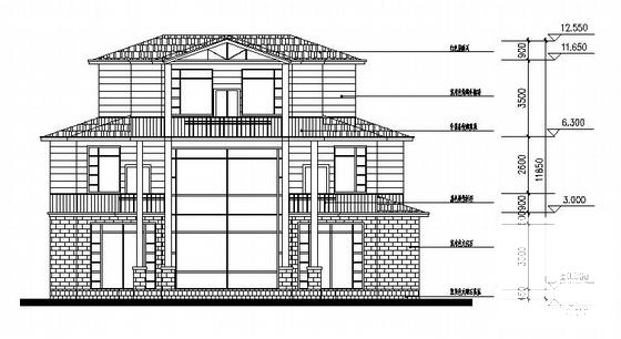 3层D型别墅建筑CAD图纸 - 4