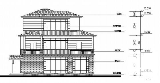 3层E型别墅建筑CAD图纸 - 3