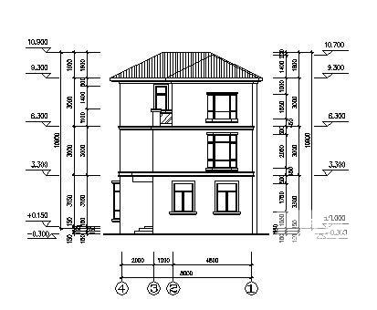 3层小别墅设计建筑结构CAD施工图纸 - 3