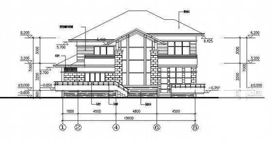 2层B2型别墅建筑CAD图纸 - 2