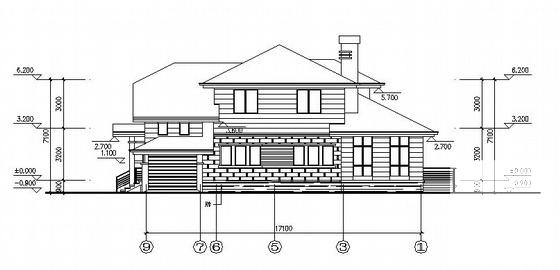 2层D2型别墅建筑CAD图纸（标注详细） - 3