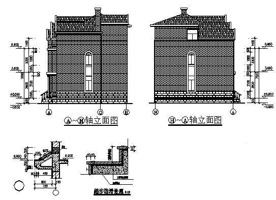 砌体结构3层别墅建筑设计CAD施工图纸 - 3