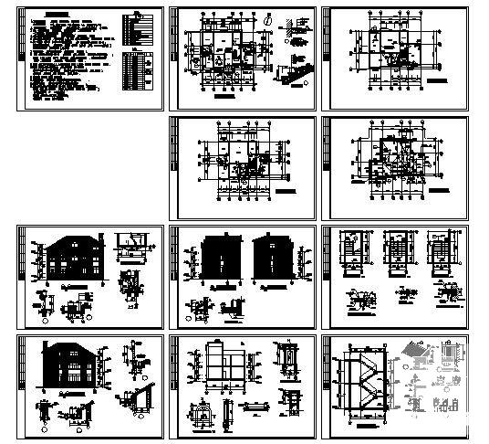 砌体结构3层别墅建筑设计CAD施工图纸 - 4