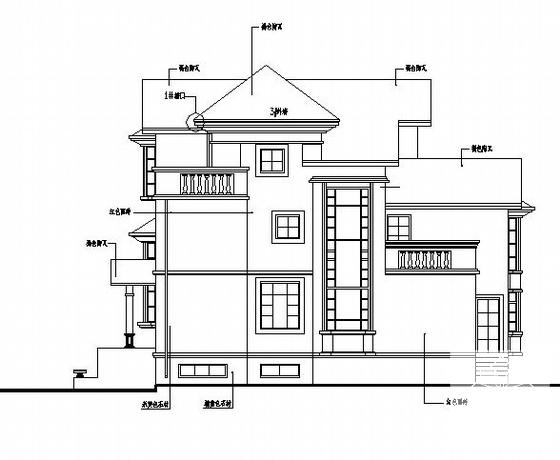 10.7米砖混结构4层别墅建筑设计CAD施工图纸 - 3