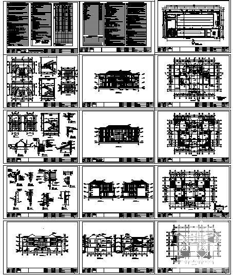 常熟市框架结构3层独栋别墅建筑施工CAD图纸 - 2