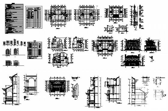 砖混结构3层别墅建筑施工CAD图纸 - 3