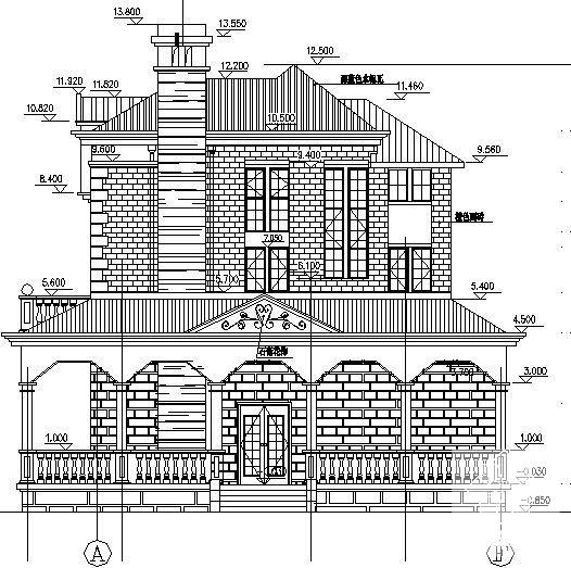 砖混结构3层别墅建筑施工CAD图纸 - 4