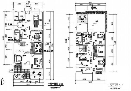 2层双拼式小康住宅楼建筑方案设计CAD图纸 - 2