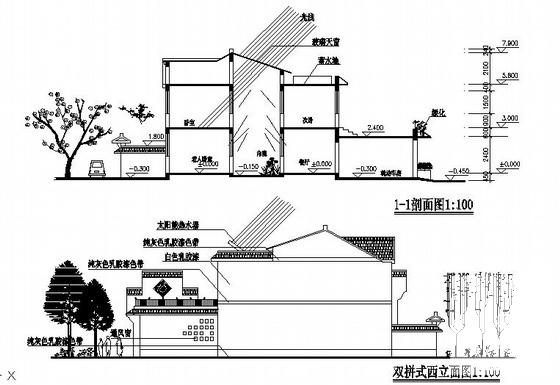 2层双拼式小康住宅楼建筑方案设计CAD图纸 - 3