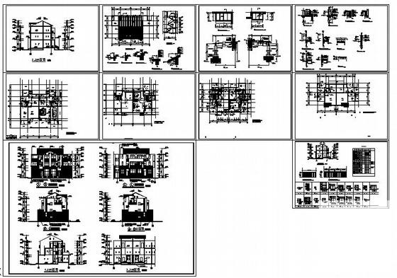 3层双拼别墅建筑方案设计CAD图纸 - 1