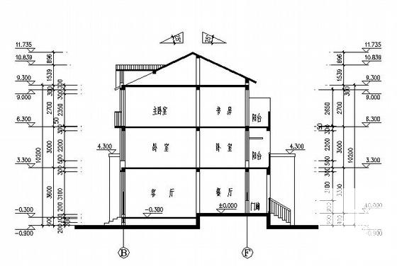 3层双拼别墅建筑方案设计CAD图纸 - 3