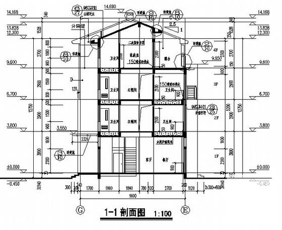 中式风格4层联体别墅建筑施工CAD图纸（效果图纸） - 2