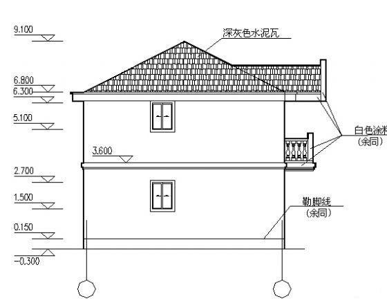 2层砌体结构别墅建筑结构CAD施工图纸 - 2