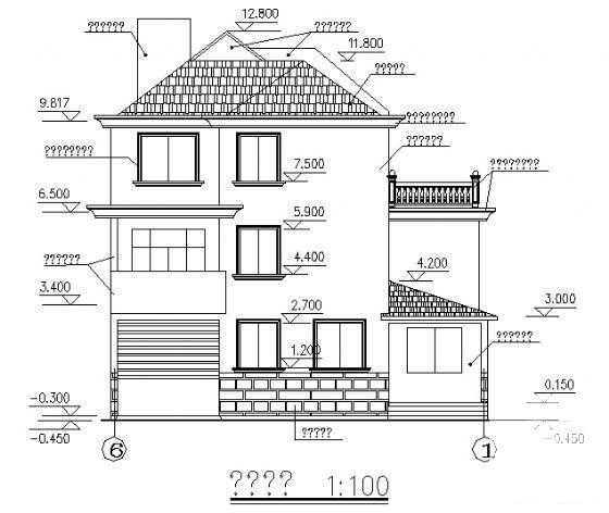 3层小别墅建筑CAD施工图纸 - 2