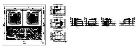 3层别墅建筑CAD图纸（标注详细） - 1