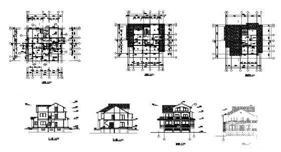 3层别墅建筑CAD图纸（简单大方） - 2