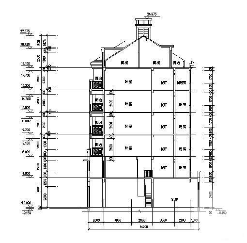 砖混结构6层公寓楼建筑方案设计CAD图纸 - 4