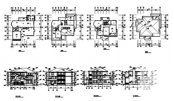 3层别墅（E1型）建筑CAD图纸 - 2