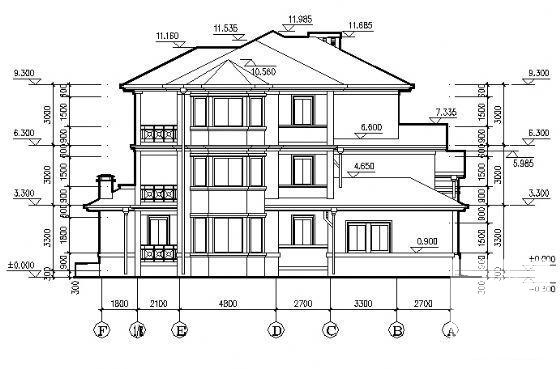 3层别墅（E1型）建筑CAD图纸 - 4