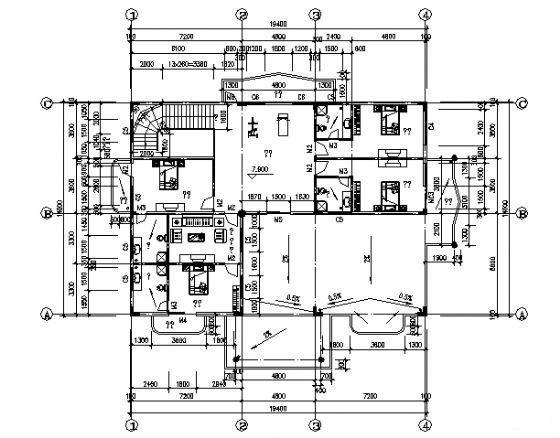 3层框架别墅建筑CAD施工图纸 - 1