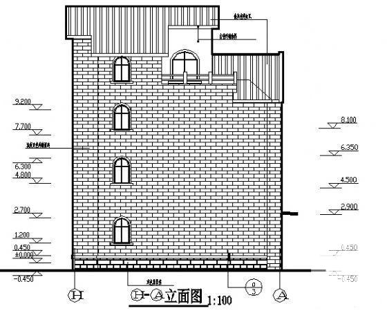 3层独立式别墅建筑施工CAD图纸（标注详细） - 2
