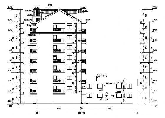8层坡屋顶住宅楼建筑施工CAD图纸（总） - 3