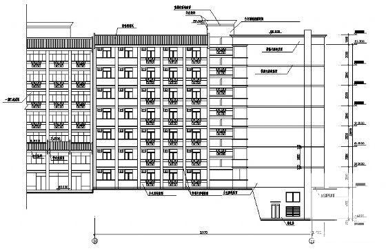 中式风格7层学校宿舍楼建筑施工CAD图纸（框架结构、） - 2