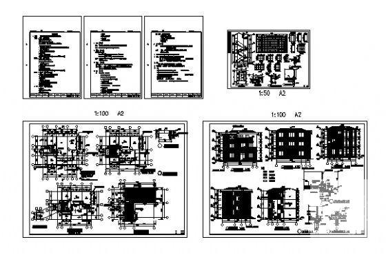 精美的3层别墅建筑结构CAD施工图纸 - 3
