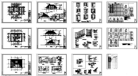 详细的2层别墅（B型）建筑CAD施工图纸 - 1