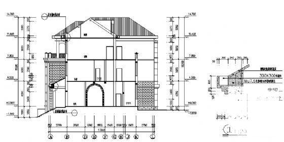 砌体结构3层别墅建筑CAD施工图纸 - 3