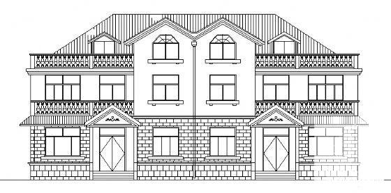 2层砌体结构联体别墅建筑方案设计CAD施工图纸 - 1