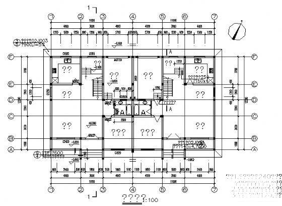 2层砌体结构联体别墅建筑方案设计CAD施工图纸 - 2