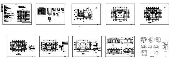 精美简单的2层别墅建筑施工CAD图纸 - 3